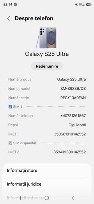 Samsung S25 Ultra,1TB, ca nou
