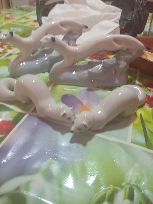 Статуэтки фарфор.Горностай,песец,куница