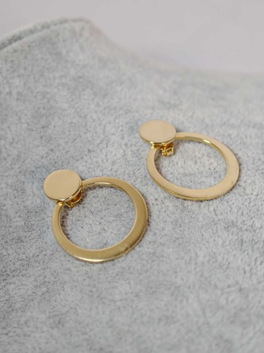 Cercei Eleganți din Aur 14K cu Design Modern – Model Două Cercuri