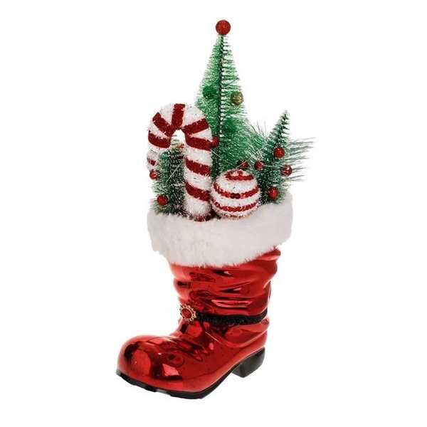 Коледна настолна декорация с LED светлини, Червен ботуш