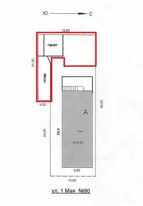 Коммерческие здания склад 43 м2 и гараж 31 м2 + свободная земля 100 м2