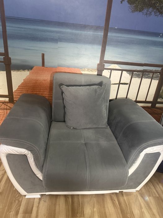 Фотьойл + клик-клак механизъм , сив + бяла кожа принцес II