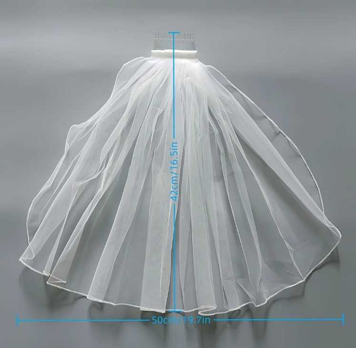 Къс булчински воал за сватба или моминско парти 42х50 см було