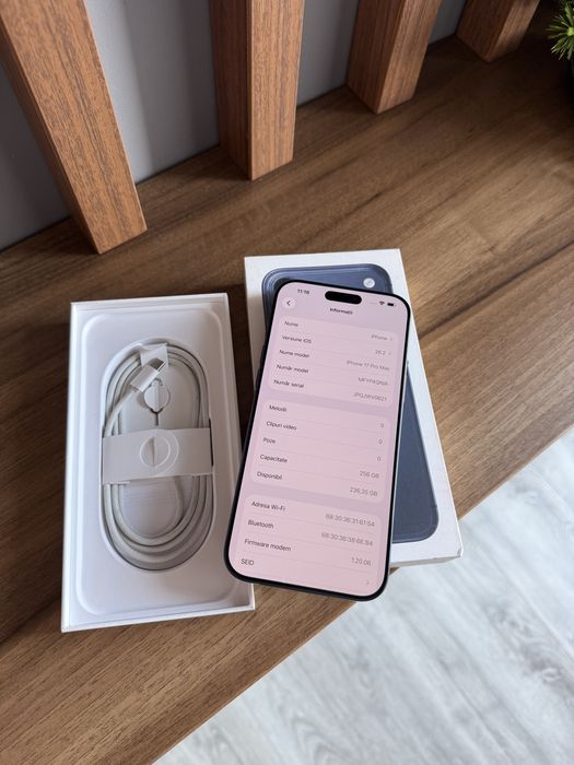 Iphone 17 Pro Max Blue Titanium - Baterie 100%