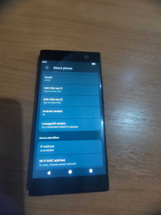 Sony Xperia XA2 android 16