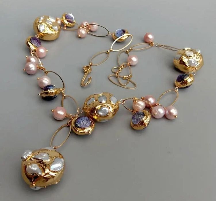 Натуральный жемчуг "кеши" ожерелье