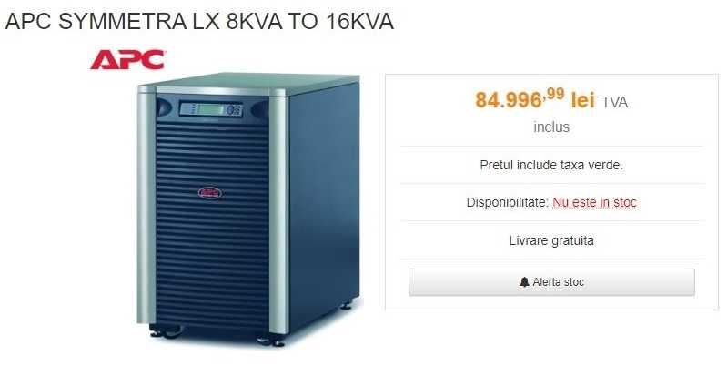 UPS APC cu display si SINUSOIDA PURA intre 750VA-16kVA, deci inclusiv pt case intregi (American Power Convertion - SMT, SRT sau Symmetra) 750-10000RON
