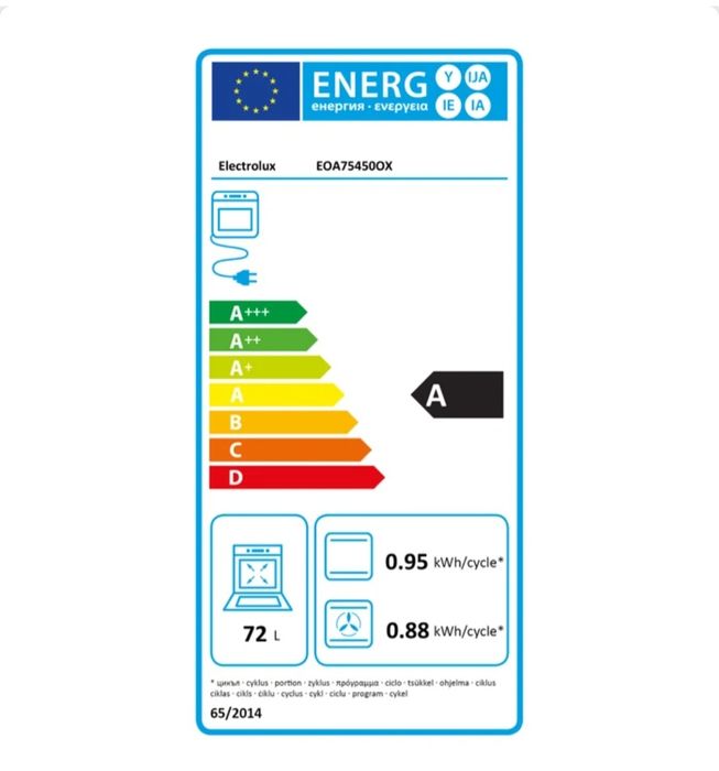 Cuptor electric incorporabil Electrolux EOA75450OX clasa A  72 litri, 9 functii grill  convectie autocuratare catalitica, timer, 2780 W, inox