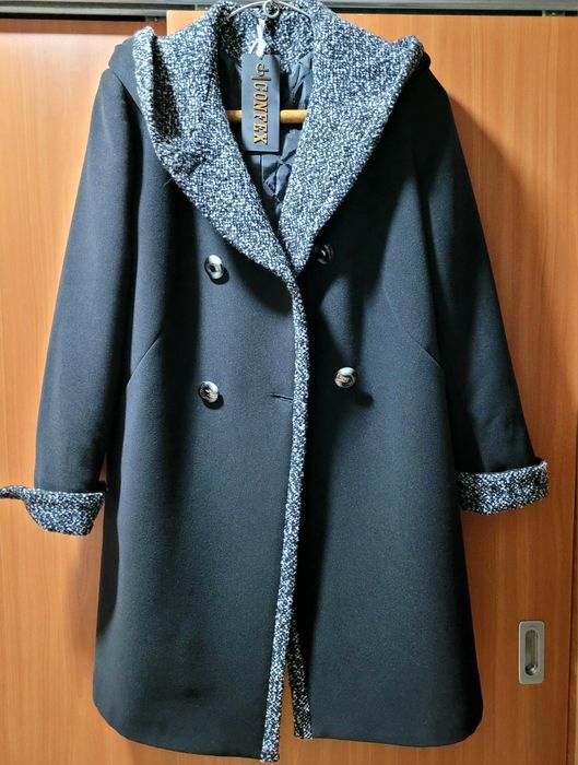 Palton stofă cu glugă