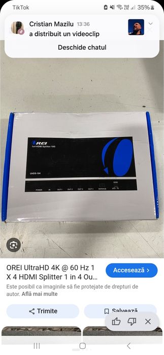 Splitter HDMI 1×4 OREI, nou