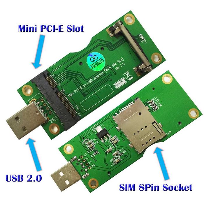 Mini PCI-E to USB Adapter със SIM слот за WWAN/LTE модул