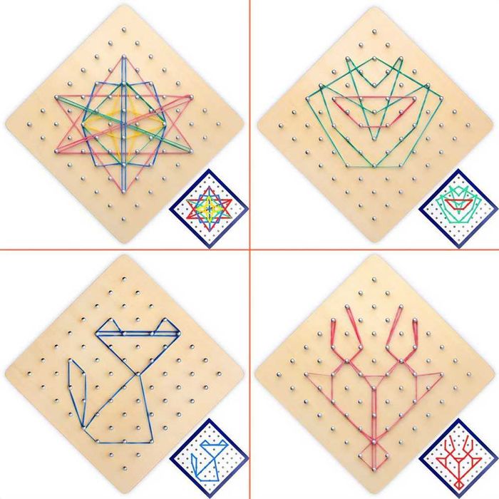 Дървена Геоборд дъска с ластици - Монтесори игра
