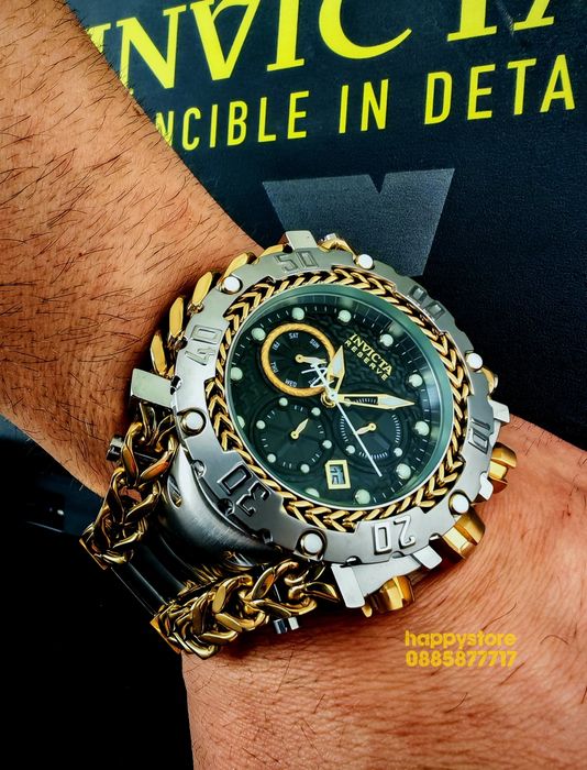 INVICTA Gladiator Silver/Gold 60 mm, Инвикта нов ръчен часовник