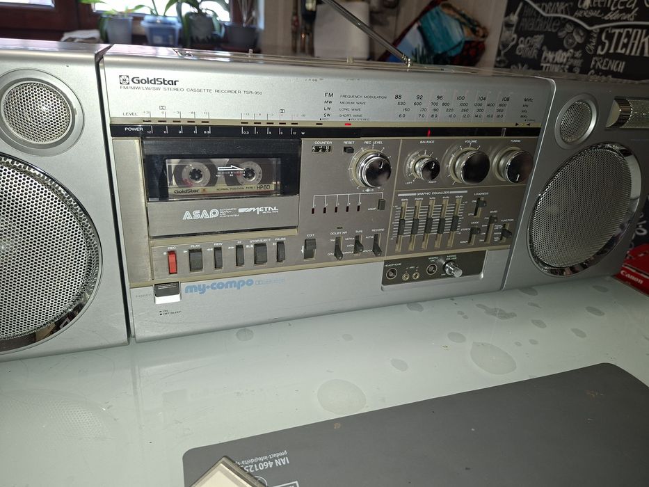 Goldstar TSR-950, Ghettoblaster Boombox masiv, Korea 1985, de colecție, difuzoare detașabile,pe 3 căi