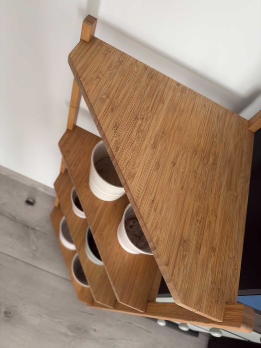 Etajeră colț IKEA RÅGRUND bambus + 6 ghivece