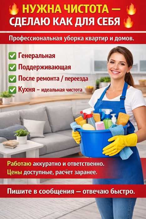 Частная уборка квартир в Атырау