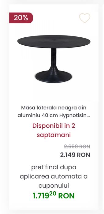 Vand 2 masute set Designer Bold Monkey, model Hipnotyze, noi