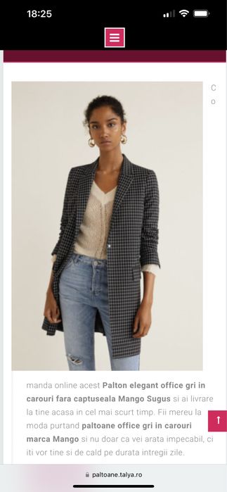 Palton MANGO, purtat o singura data