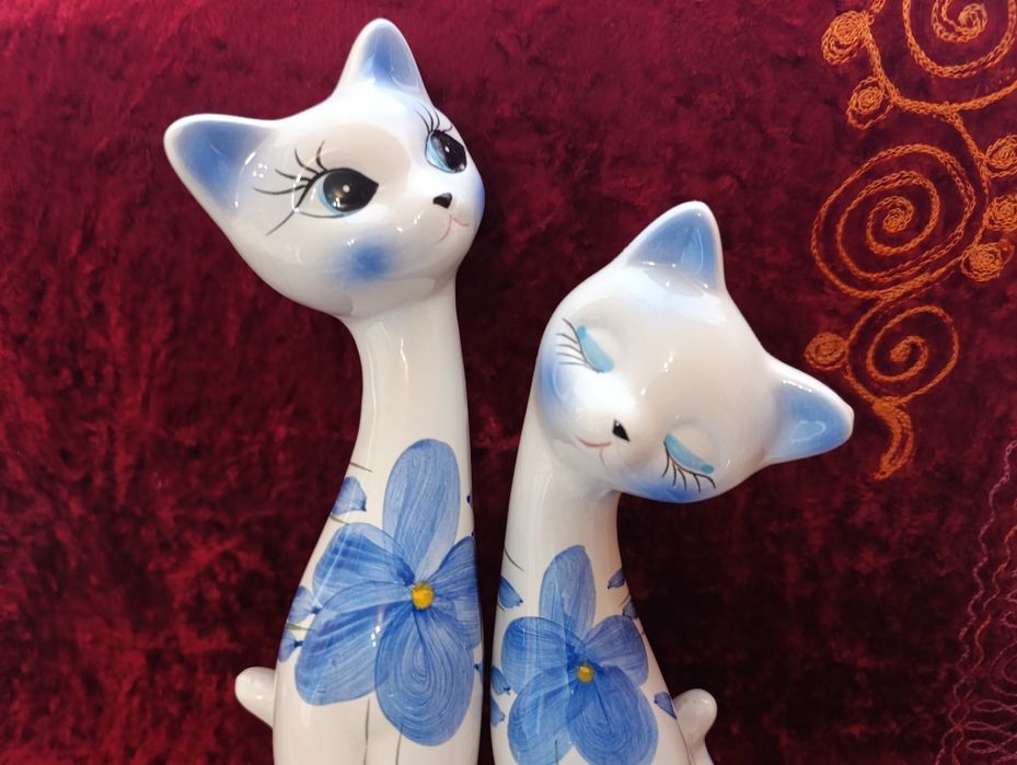 Светильник Котята ( синяя лампа ) , подсвечник Ангелочки