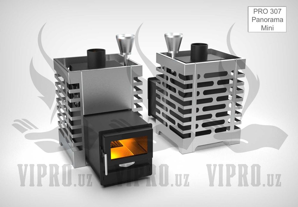 Печь для бани,сауны PRO-307 Panorama MINI с закрытой каменкой,сауна