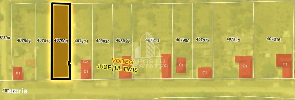 Teren 825 mp Voiteg, front stradal 14 m – ideal casă individuală