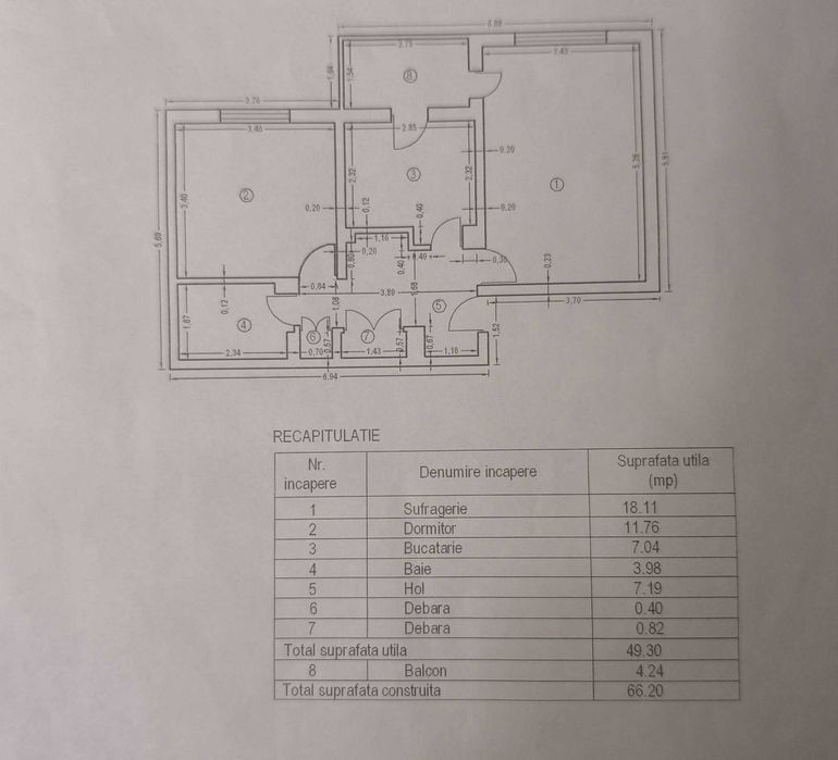 49900E Apartament 2 camere decomandat HUSI