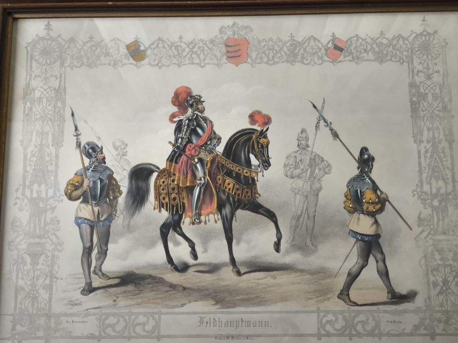 Продавам Антична цветна литография зад стъкло рамкирана