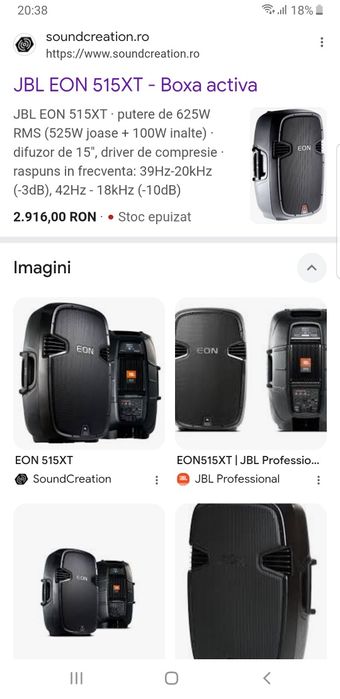 Pret pe bucata. Cutii/incinte mari pe 15" de fabrica, ca J.B.L Eon 515