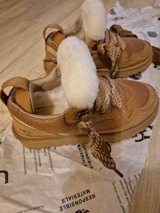UGG, casual din piele intoarsa Lowmel, Maro, 41