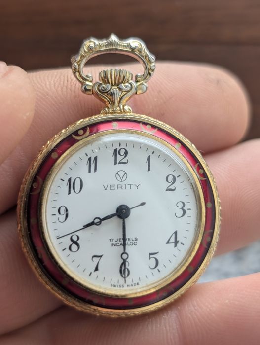 Ceas de buzunar vintage VERITY – Swiss Made, mecanic, funcțional  17 j