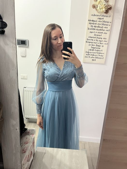 Rochie de nuntă / de nașă cu mânecă lungă