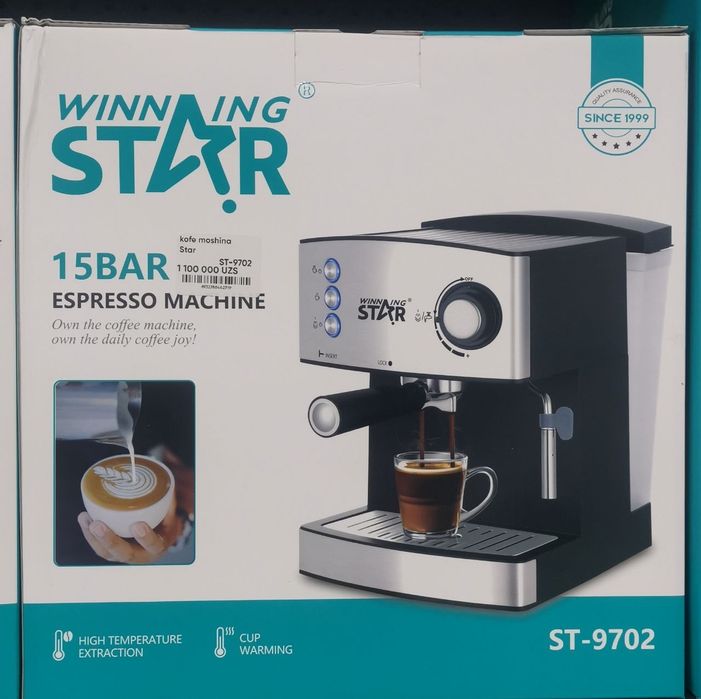 Кофемашина. Qahva Mashinasi Winning Star ST-9702 15 Bar Espresso Yangi