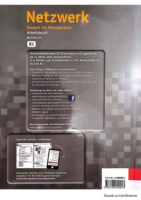 Vând patru cărți noi, în germană, Netzwerk A2, B1 Kursbuch Arbeitsbuch