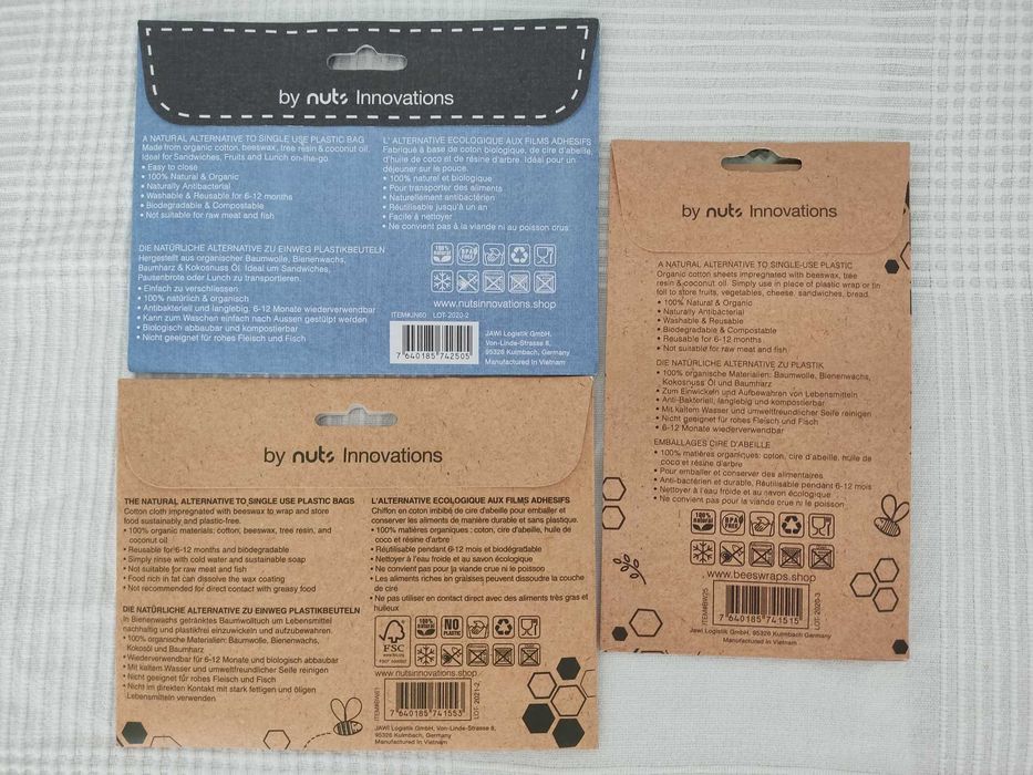 Восъчни кърпи и пликове с пчелен восък