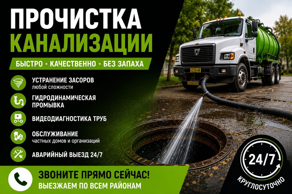 Сантехник 24/7 чистка канализации крот