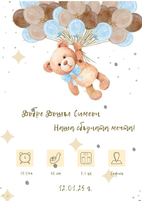 Бебешка визитка/погача