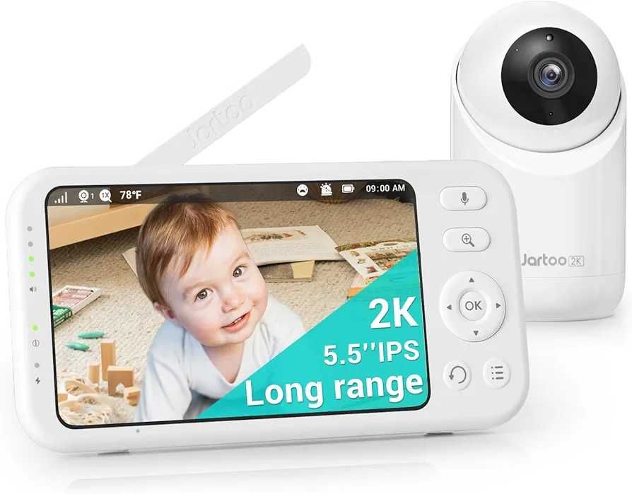 ФАБРИЧНО ЗАПЕЧАТАН бебефон Jartoo 2K 5.5" AI засичане на плач Без WiFi