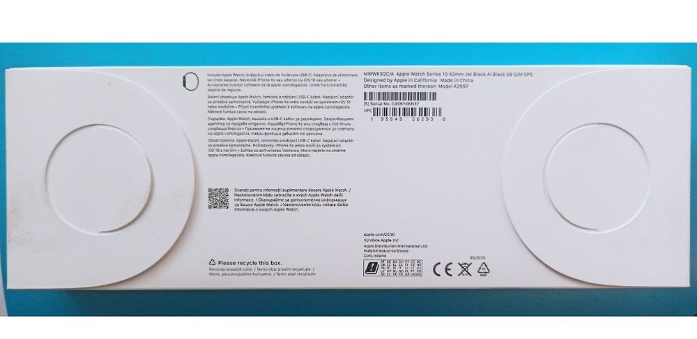 APPLE WATCH S10 42mm Jet Black Al Black SB S/M GPS.