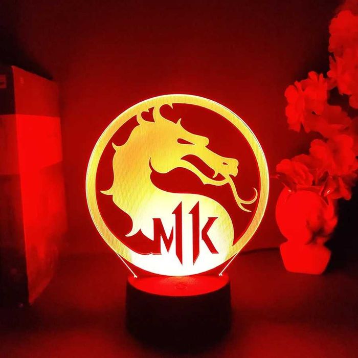 MK Mortal Kombat 11 Dragon Logo Night Light Led Touch Sensor Color