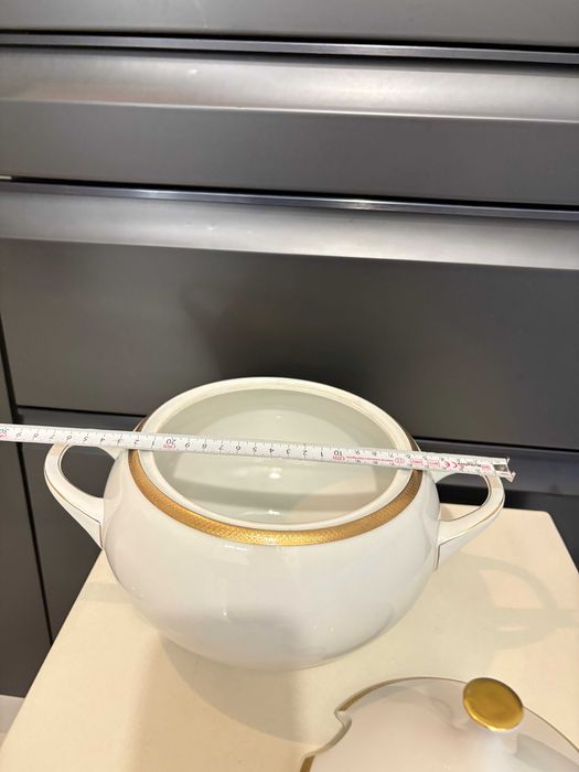 Supieră /terină mare din porțelan, placată cu aur 24K Scherzer Bavaria