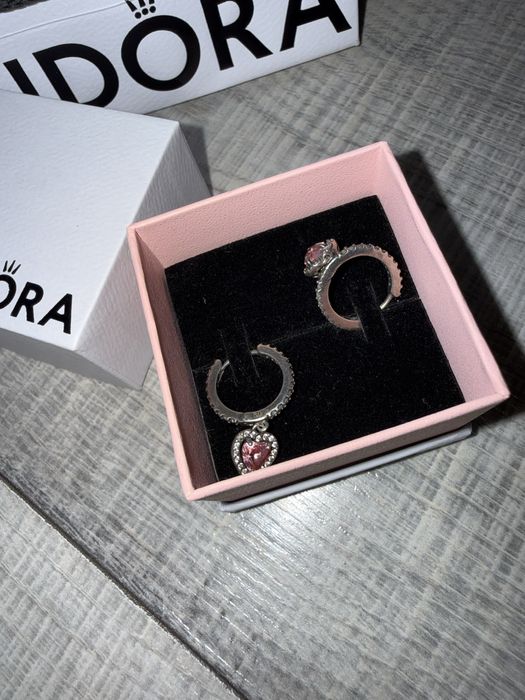 Серьги Pandora «Розовое сердце»
