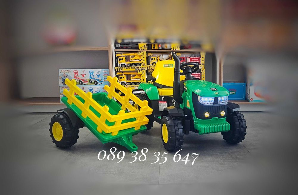 НОВО!Детски акумулаторен трактор с ремарке с 12V батерия,дистанционно