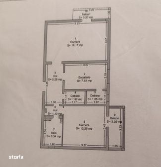 Apartament decomandat, 2 camere, 52 mp - Bucovinei