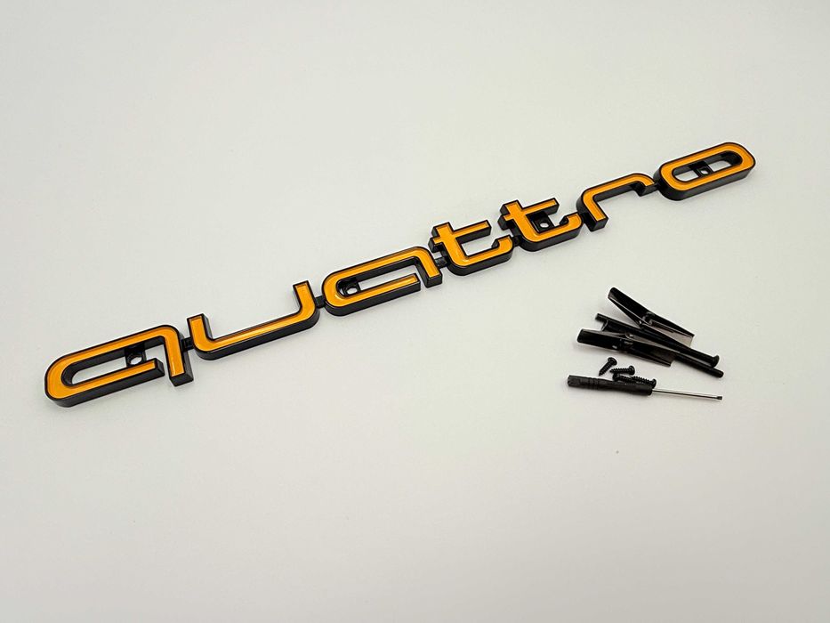 Emblema Compatibila Audi QUATTRO grila negru/galben