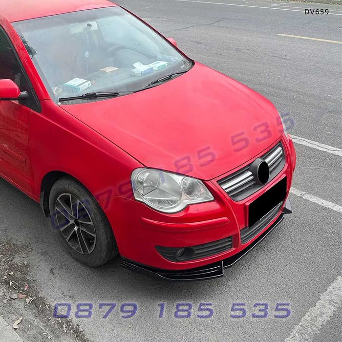 Преден лип спойлер VW Polo MK4 9N Facelift 2005–2008 черен гланц DV659 тунинг за предна броня поло tuning lip spoiler