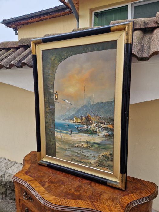 Уникална антикварна майсторска авторска картина масло платно