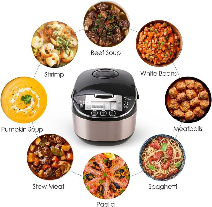 Midea Оризоварка, Бавна Готварска Печка, Мултиварка, 10 Чаши с Кошница