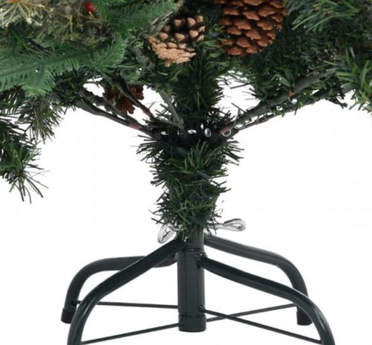 Изкуствена елха Luxury Diamond с червен глог и шишарки