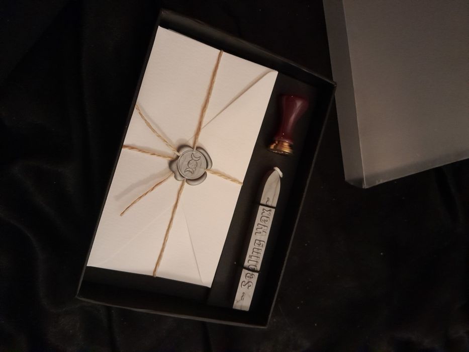 Set colectie SIGILIU cu LUNA TRIPLA Zeita Hekate baton ceara argintiu