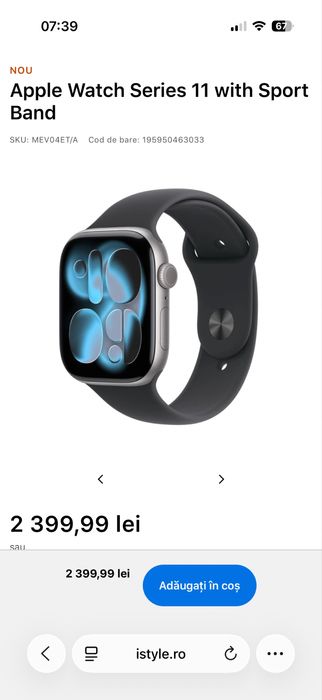 Ultimul Model Apple Watch Seria 11 46  Sport Band Space Grey S/M